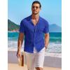COOFANDY Men’s Knit Button Down Shirt Short Sleeve Vintage Polo Shirts Summer Casual Beach Tops(Sky Blue)