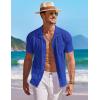 COOFANDY Men’s Knit Button Down Shirt Short Sleeve Vintage Polo Shirts Summer Casual Beach Tops(Sky Blue)