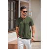 COOFANDY Mens Knit Polo Shirts Short Sleeve Textured Button Down Polo Shirt Cuban Guayabera Summer Beach Shirts(Army Green)