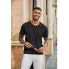 COOFANDY Mens Knit Polo Shirts Short Sleeve Textured Button Down Polo Shirt Cuban Guayabera Summer Beach Shirts(Black)