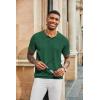 COOFANDY Mens Knit Polo Shirts Short Sleeve Textured Button Down Polo Shirt Cuban Guayabera Summer Beach Shirts(Dark Green)