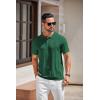 COOFANDY Mens Knit Polo Shirts Short Sleeve Textured Button Down Polo Shirt Cuban Guayabera Summer Beach Shirts(Dark Green)