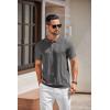 COOFANDY Mens Knit Polo Shirts Short Sleeve Textured Button Down Polo Shirt Cuban Guayabera Summer Beach Shirts(Dark Grey)