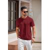 COOFANDY Mens Knit Polo Shirts Short Sleeve Textured Button Down Polo Shirt Cuban Guayabera Summer Beach Shirts(Wine Red)