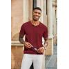 COOFANDY Mens Knit Polo Shirts Short Sleeve Textured Button Down Polo Shirt Cuban Guayabera Summer Beach Shirts(Wine Red)