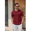 COOFANDY Mens Knit Polo Shirts Short Sleeve Textured Button Down Polo Shirt Cuban Guayabera Summer Beach Shirts(Wine Red)