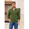 COOFANDY Mens Quarter Zip Pullover Slim Fit Lightweight Sweater Casual Mock Neck Knit Polo Sweater(Army Green)