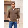 COOFANDY Mens Quarter Zip Pullover Slim Fit Lightweight Sweater Casual Mock Neck Knit Polo Sweater(Ash Brown)