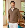 COOFANDY Mens Quarter Zip Pullover Slim Fit Lightweight Sweater Casual Mock Neck Knit Polo Sweater(Ash Brown)