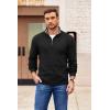 COOFANDY Mens Quarter Zip Pullover Slim Fit Lightweight Sweater Casual Mock Neck Knit Polo Sweater(Black)