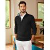 COOFANDY Mens Quarter Zip Pullover Slim Fit Lightweight Sweater Casual Mock Neck Knit Polo Sweater(Black)