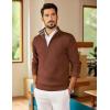 COOFANDY Mens Quarter Zip Pullover Slim Fit Lightweight Sweater Casual Mock Neck Knit Polo Sweater(Brown)