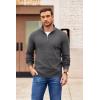 COOFANDY Mens Quarter Zip Pullover Slim Fit Lightweight Sweater Casual Mock Neck Knit Polo Sweater(Dark Gray)