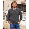 COOFANDY Mens Quarter Zip Pullover Slim Fit Lightweight Sweater Casual Mock Neck Knit Polo Sweater(Dark Gray)