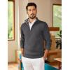 COOFANDY Mens Quarter Zip Pullover Slim Fit Lightweight Sweater Casual Mock Neck Knit Polo Sweater(Dark Gray)