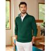 COOFANDY Mens Quarter Zip Pullover Slim Fit Lightweight Sweater Casual Mock Neck Knit Polo Sweater(Green)