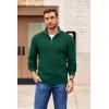 COOFANDY Mens Quarter Zip Pullover Slim Fit Lightweight Sweater Casual Mock Neck Knit Polo Sweater(Green)