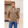 COOFANDY Mens Quarter Zip Pullover Slim Fit Lightweight Sweater Casual Mock Neck Knit Polo Sweater(Khaki)