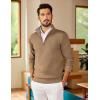 COOFANDY Mens Quarter Zip Pullover Slim Fit Lightweight Sweater Casual Mock Neck Knit Polo Sweater(Khaki)