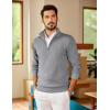 COOFANDY Mens Quarter Zip Pullover Slim Fit Lightweight Sweater Casual Mock Neck Knit Polo Sweater(Light Gray)