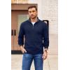 COOFANDY Mens Quarter Zip Pullover Slim Fit Lightweight Sweater Casual Mock Neck Knit Polo Sweater(Navy)
