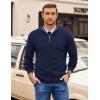 COOFANDY Mens Quarter Zip Pullover Slim Fit Lightweight Sweater Casual Mock Neck Knit Polo Sweater(Navy)