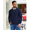 COOFANDY Mens Quarter Zip Pullover Slim Fit Lightweight Sweater Casual Mock Neck Knit Polo Sweater(Navy)