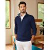 COOFANDY Mens Quarter Zip Pullover Slim Fit Lightweight Sweater Casual Mock Neck Knit Polo Sweater(Navy)