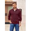 COOFANDY Mens Quarter Zip Pullover Slim Fit Lightweight Sweater Casual Mock Neck Knit Polo Sweater(Red)