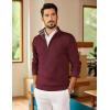 COOFANDY Mens Quarter Zip Pullover Slim Fit Lightweight Sweater Casual Mock Neck Knit Polo Sweater(Red)