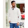 COOFANDY Mens Quarter Zip Pullover Slim Fit Lightweight Sweater Casual Mock Neck Knit Polo Sweater(White)