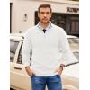 COOFANDY Mens Quarter Zip Pullover Slim Fit Lightweight Sweater Casual Mock Neck Knit Polo Sweater(White)