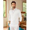 COOFANDY Mens Quarter Zip Pullover Slim Fit Lightweight Sweater Casual Mock Neck Knit Polo Sweater(White)