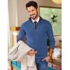 COOFANDY Mens Quarter Zip Sweater Slim Fit Mock Neck Pullover Casual Knitted Ribbed Polo Sweaters(Blue)