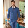 COOFANDY Mens Quarter Zip Sweater Slim Fit Mock Neck Pullover Casual Knitted Ribbed Polo Sweaters(Blue)