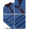COOFANDY Mens Quarter Zip Sweater Slim Fit Mock Neck Pullover Casual Knitted Ribbed Polo Sweaters(Blue)