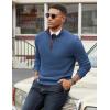 COOFANDY Mens Quarter Zip Sweater Slim Fit Mock Neck Pullover Casual Knitted Ribbed Polo Sweaters(Blue)