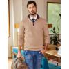 COOFANDY Mens Quarter Zip Sweater Slim Fit Mock Neck Pullover Casual Knitted Ribbed Polo Sweaters(Camel)