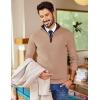 COOFANDY Mens Quarter Zip Sweater Slim Fit Mock Neck Pullover Casual Knitted Ribbed Polo Sweaters(Camel)