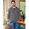 COOFANDY Mens Quarter Zip Sweater Slim Fit Mock Neck Pullover Casual Knitted Ribbed Polo Sweaters(Dark Gray)