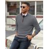 COOFANDY Mens Quarter Zip Sweater Slim Fit Mock Neck Pullover Casual Knitted Ribbed Polo Sweaters(Dark Gray)