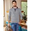 COOFANDY Mens Quarter Zip Sweater Slim Fit Mock Neck Pullover Casual Knitted Ribbed Polo Sweaters(Light Grey)
