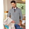COOFANDY Mens Quarter Zip Sweater Slim Fit Mock Neck Pullover Casual Knitted Ribbed Polo Sweaters(Light Grey)