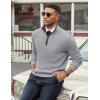 COOFANDY Mens Quarter Zip Sweater Slim Fit Mock Neck Pullover Casual Knitted Ribbed Polo Sweaters(Light Grey)