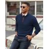 COOFANDY Mens Quarter Zip Sweater Slim Fit Mock Neck Pullover Casual Knitted Ribbed Polo Sweaters(Navy Blue)