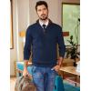 COOFANDY Mens Quarter Zip Sweater Slim Fit Mock Neck Pullover Casual Knitted Ribbed Polo Sweaters(Navy Blue)