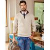 COOFANDY Mens Quarter Zip Sweater Slim Fit Mock Neck Pullover Casual Knitted Ribbed Polo Sweaters(White)