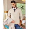 COOFANDY Mens Quarter Zip Sweater Slim Fit Mock Neck Pullover Casual Knitted Ribbed Polo Sweaters(White)