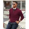 COOFANDY Mens Quarter Zip Sweater Slim Fit Mock Neck Pullover Casual Knitted Ribbed Polo Sweaters(Wine Red)