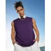 COOFANDY Men’s Sleeveless Shirts Cotton Workout Tank Tops Muscle Cut Off Shirt Summer Beach Casual Oversized Washed Tee(Purple)